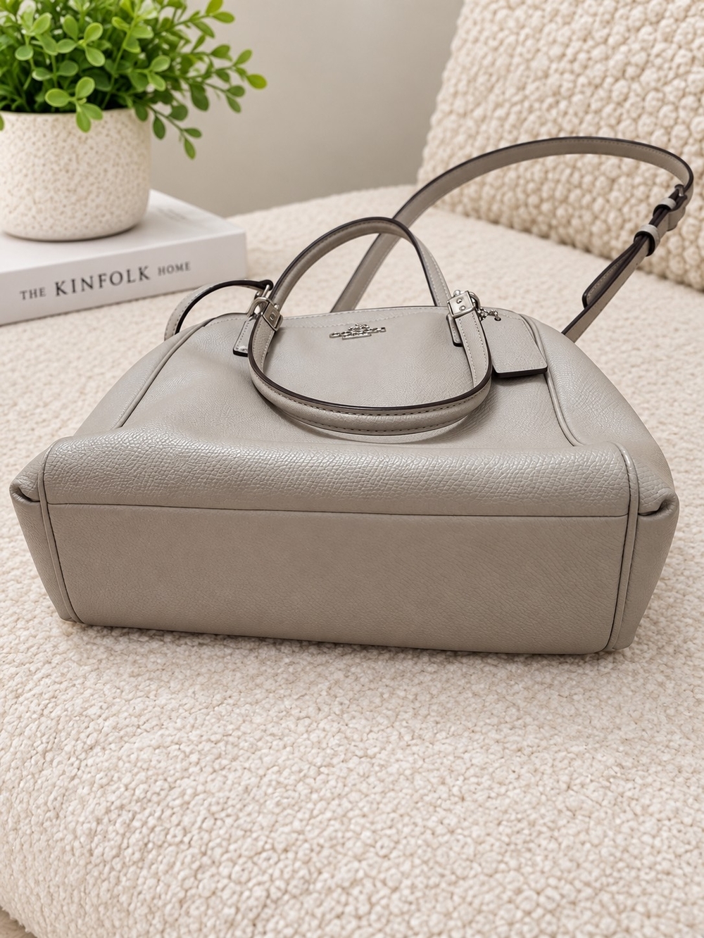 Coach Phoebe Pebble Leather Satchel Shoulder Bag Gray F35723 - Picture 7 of 7